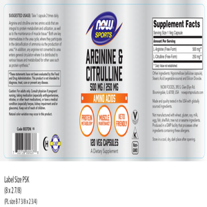 Arginine 500mg Citrulline 250mg