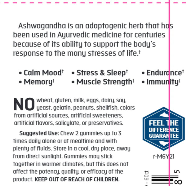 Ashwaganda Gummies- Passion Fruit Flavor Trace Minerals Research