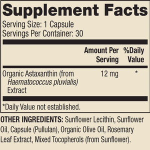 Dr. Mercola Premium Supplement Astaxanthin 12mg Per Capsule Dietary Supplement
