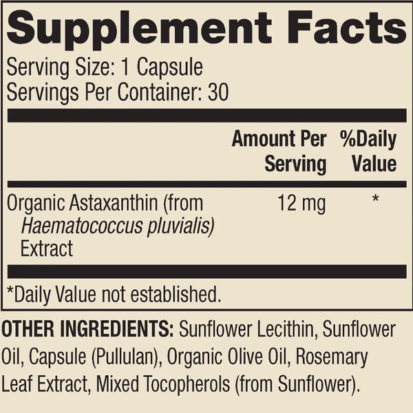 Dr. Mercola Premium Supplement Astaxanthin 12mg Per Capsule Dietary Supplement
