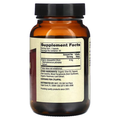Dr. Mercola Astaxanthin 4 mg Per Capsule Dietary Supplement, 90 Capsulels