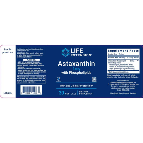 Astaxanthin with Phospholipids 4mg by Life Extension