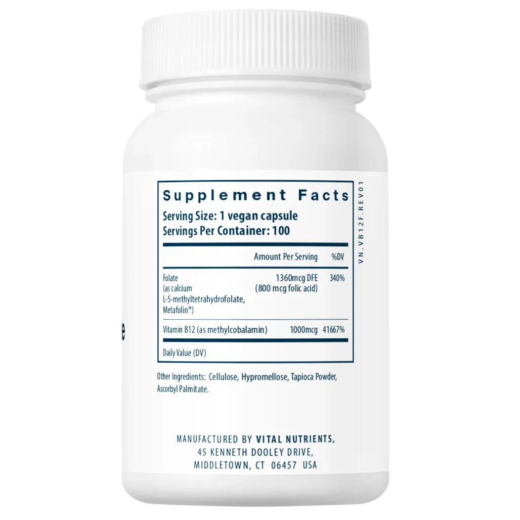 Ingredients of B-12 / Methyl Folate Dietary Supplement - Folate 1360 mcg and Vitamin B12