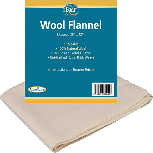 Baar Products Wool Flannel for Castor Oil Packs - Used as an Emollient and Skin Softener