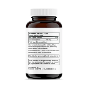 Thorne Bacillus Coagulans 60 vegcaps supplement facts