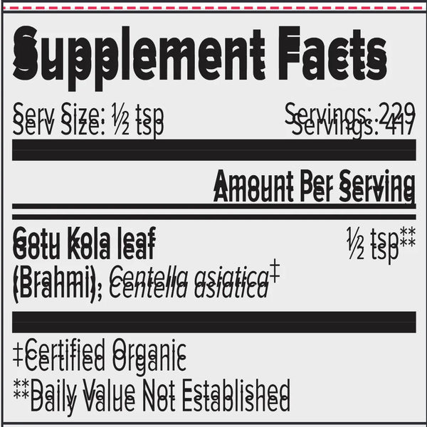 Brahmi/Gotu Kola Leaf Powder Organic 1 lb Banyan Botanicals