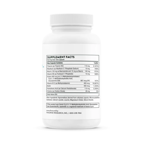 Thorne Basic B Complex 60 caps supplement facts