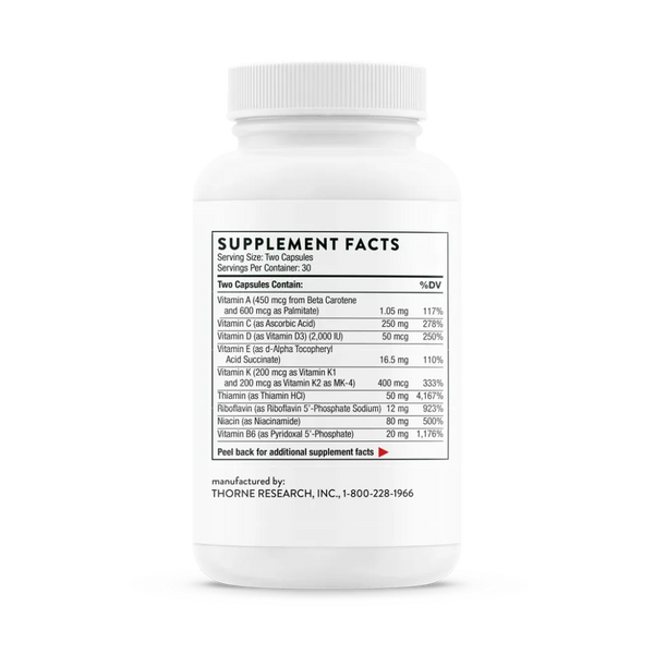 Thorne Basic Nutrients 2/Day 60 vegcaps supplement facts