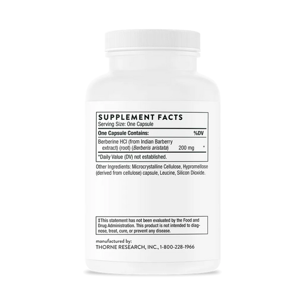 Thorne Berberine 200 mg 60 caps supplement facts