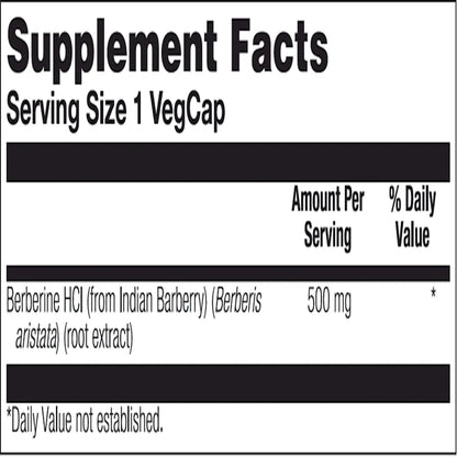 Ingredients of Solaray Berberine 500 mg Dietary Supplement - Berberine HCL 500mg