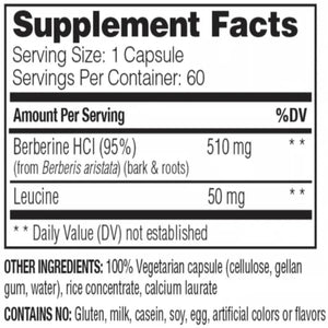 Ingredients of Berberine Dietary Supplement by Enzymedica - Berberine HCL 510mg