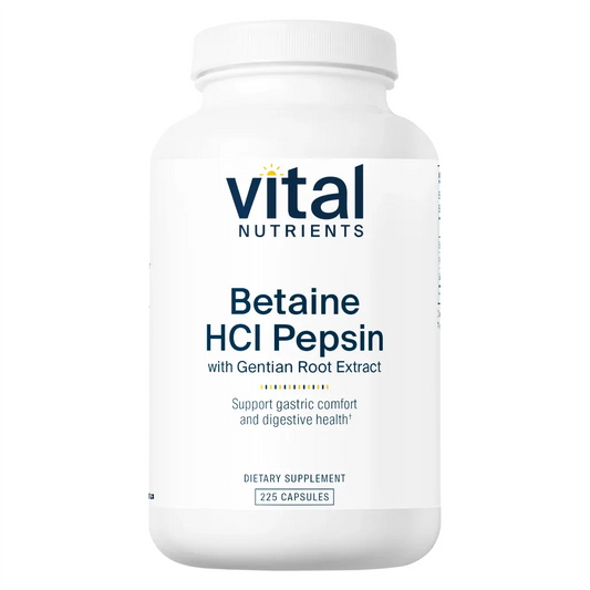 Vital Nutrients Betaine HCL Pepsin and Gentian Root Extract - Promotes Protein Digestion
