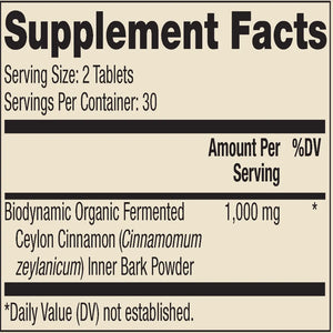 Dr. Mercola High Qulaity Biodynamic Organic Fermented Cinnamon Dietary Supplement 60 Tablets for Overall Wellbeing. 
