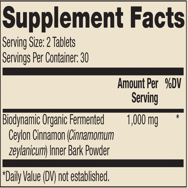 Dr. Mercola High Qulaity Biodynamic Organic Fermented Cinnamon Dietary Supplement 60 Tablets for Overall Wellbeing. 