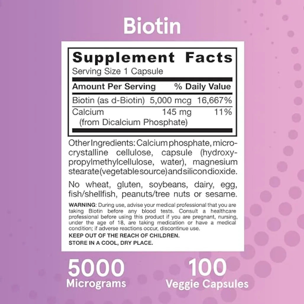 Jarrow Formulas Biotin 5 mg Supplement Facts