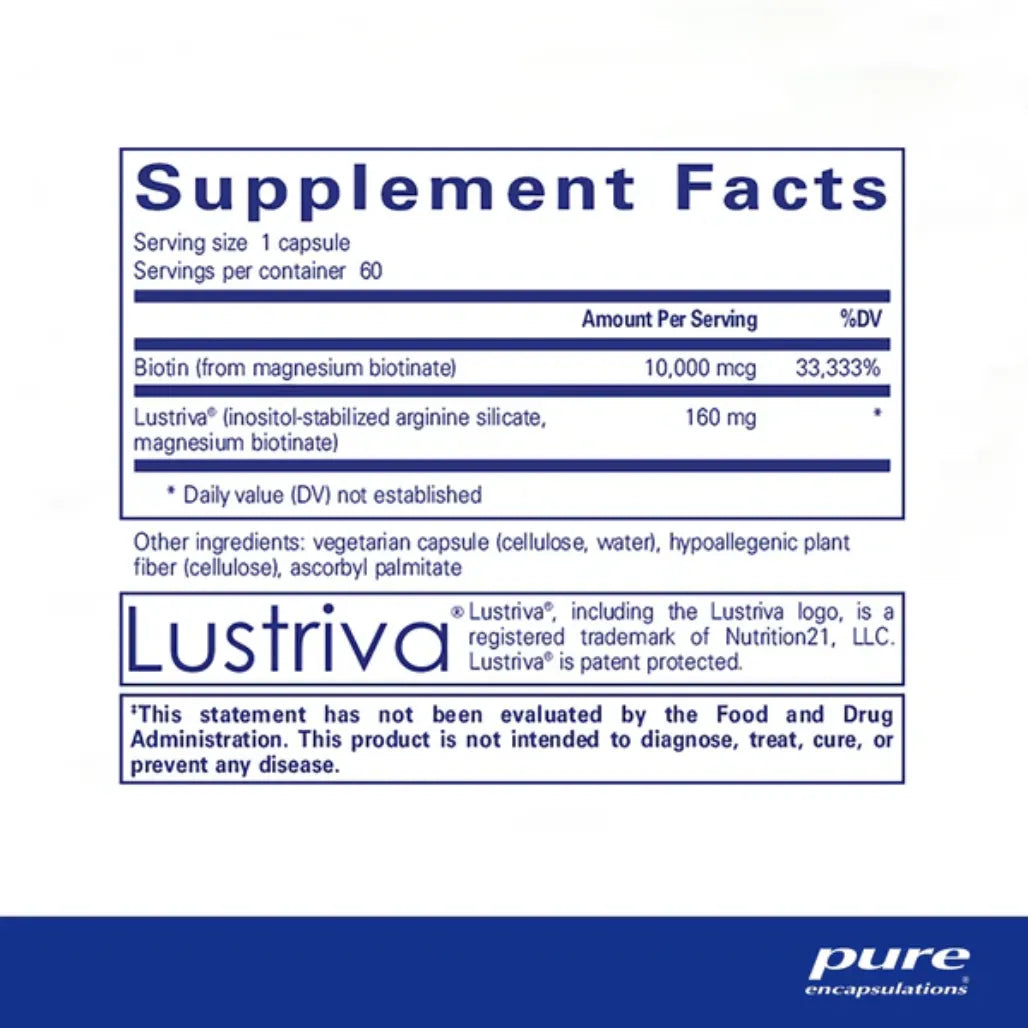 Pure Encapsulations Biotin Complex Hair & Skin supplements facts