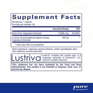 Pure Encapsulations Biotin Complex Hair & Skin supplements facts
