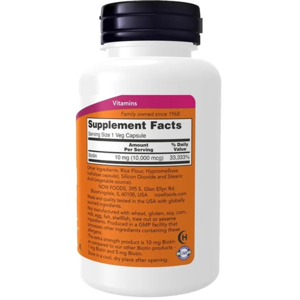 Biotin Extra Strength 10 mg NOW