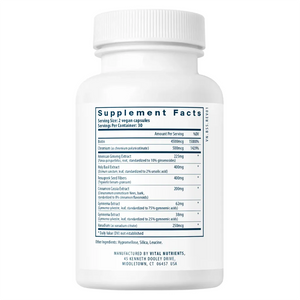 Ingredients of Blood Sugar Support Dietary Supplement - Biotin, Chromium, American Ginseng Root Extract, Holy Basil Leaf Extract