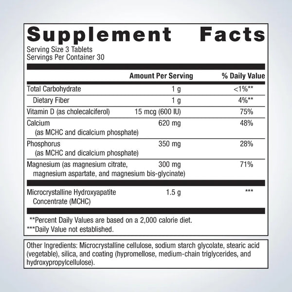 Metagenics Bone Builder with Magnesium supplement ingredients