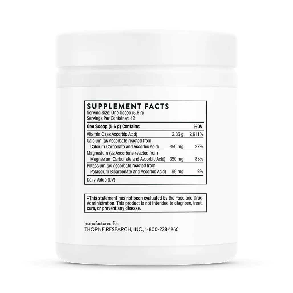 Thorne Buffered C Powder 8.32 oz supplement facts