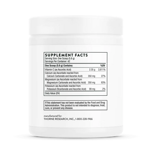 Thorne Buffered C Powder 8.32 oz supplement facts