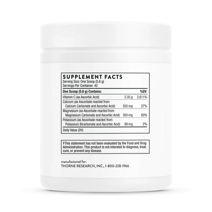 Thorne Buffered C Powder 8.32 oz supplement facts