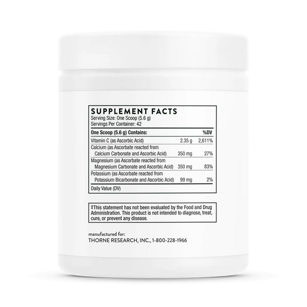 Thorne Buffered C Powder 8.32 oz supplement facts