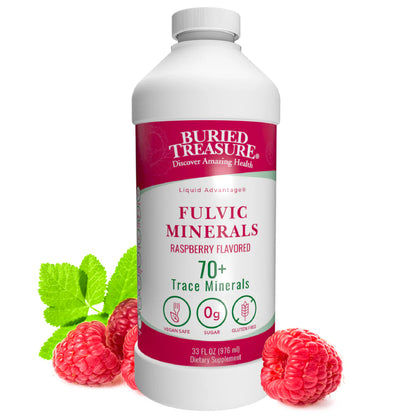 Raspberry Colloidal Trace Minerals by Buried Treasure - 32 oz | Essential for Health and Vitality