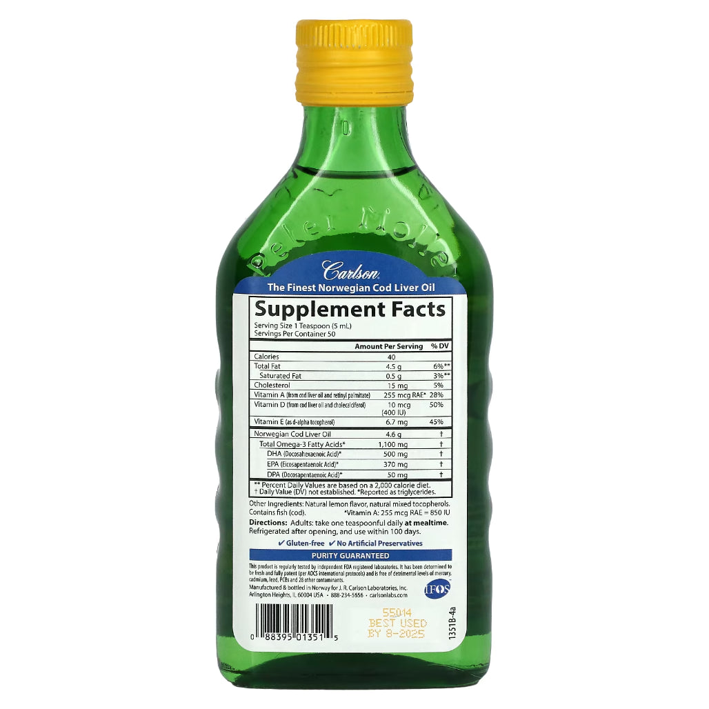 Cod Liver Oil Lemon 16.9 oz Carlson Labs