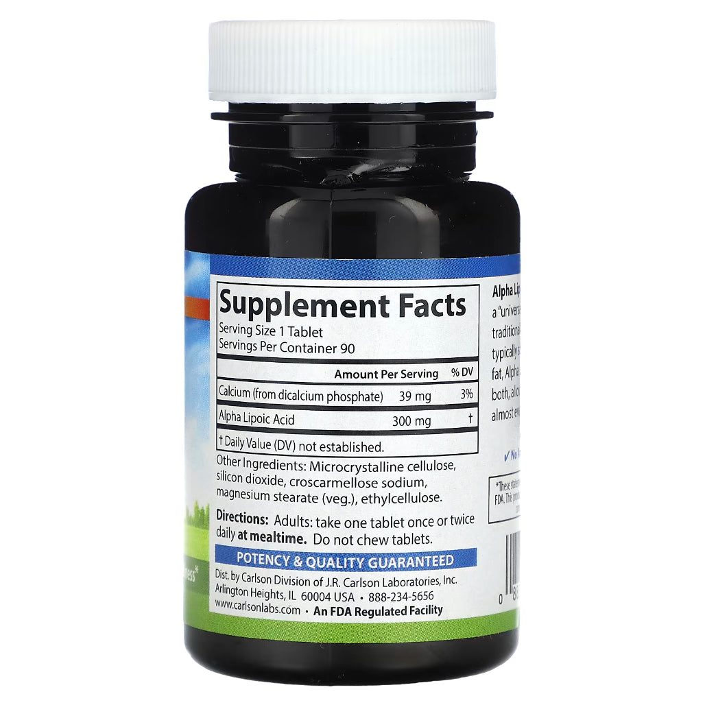 Carlson Labs Alpha Lipoic Acid 300 mg Supplement Facts