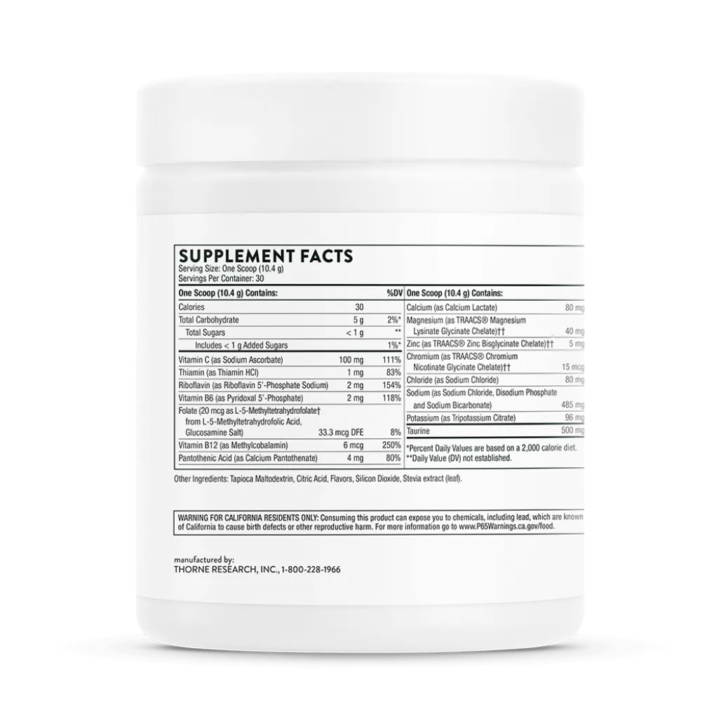 Thorne Catalyte Lemon Lime 11.01 oz supplement facts