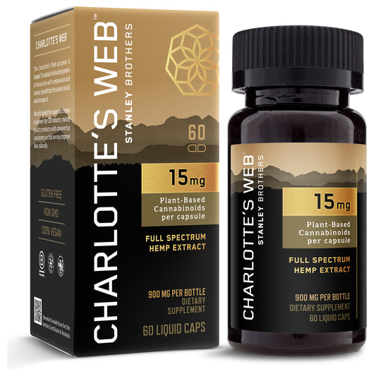Charlotte's Web 15mg Liquid Capsules  - Supplement to support everyday stress, healthy sleep cycles