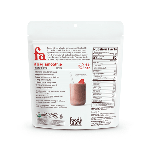 Chia Protein Powder Organic by Foods Alive at Nutriessential.com