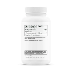 Thorne Choleast-900 Red Yeast Rice 120 caps supplement facts