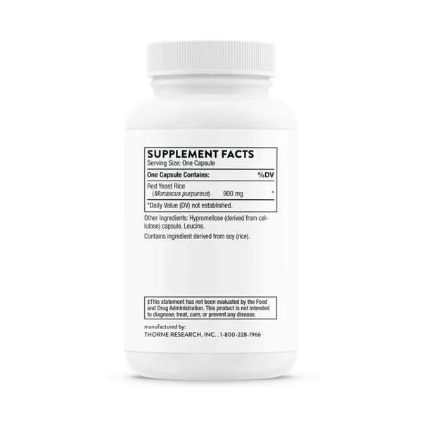 Thorne Choleast-900 Red Yeast Rice 120 caps supplement facts