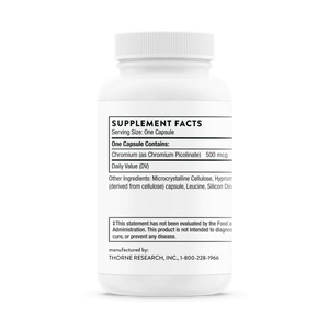 Thorne Chromium Picolinate 60 vegcaps supplement facts