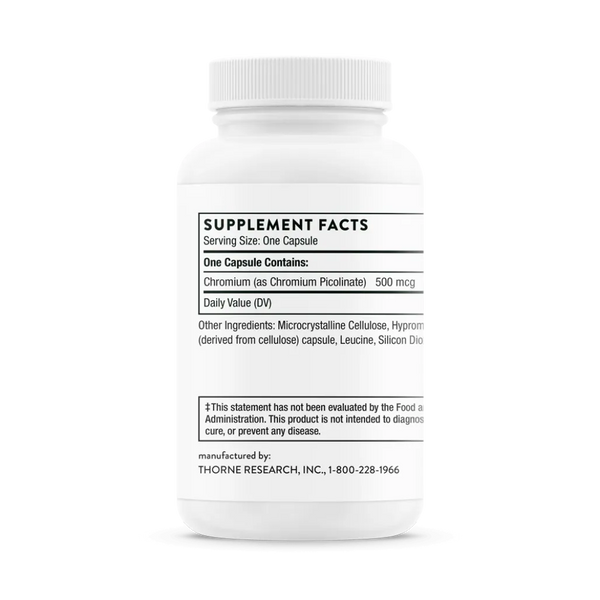 Thorne Chromium Picolinate 60 vegcaps supplement facts