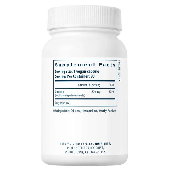 Ingredients of Chromium (polynicotinate) Dietary Supplement - Chromium 200mcg Per Serving