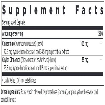 Ingredients of Cinnamon Force 30 liquid dietary supplement - cinnamon, extra-virgin olive oil