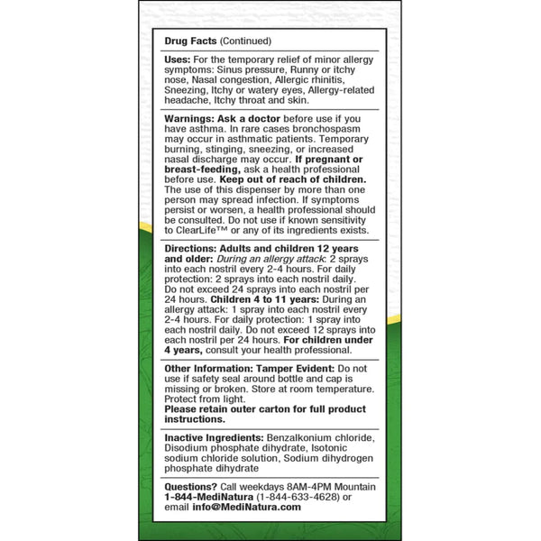 ClearLife Allergy Nasal Spray MediNatura