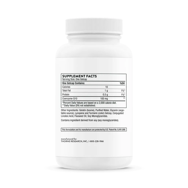 Thorne CoQ10 100 mg 60 Gelcaps supplement facts