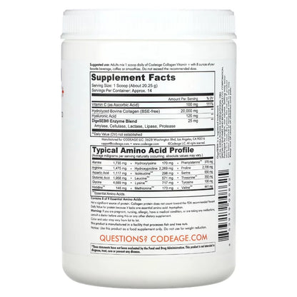 Collagen Vitamin C Supplement Ingredients - Vitamin C, Hydrolyzed Bovine Collagen