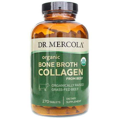 Dr. Mercola Organic Collagen from Grass Fed Beef Bone Broth Dietary Supplement of 270 Tablets