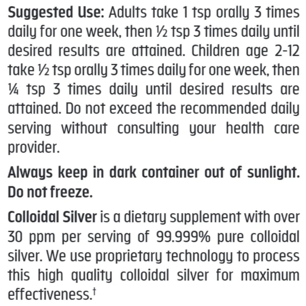 Colloidal Silver Spray 30 PPM Trace Minerals Research