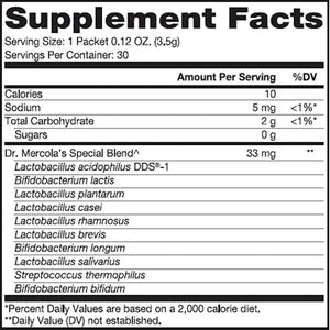 Dr. Mercola's Complete Probiotics Powder Packet for Kids - Natural Raspberry Flavor with Other Natural Flavors