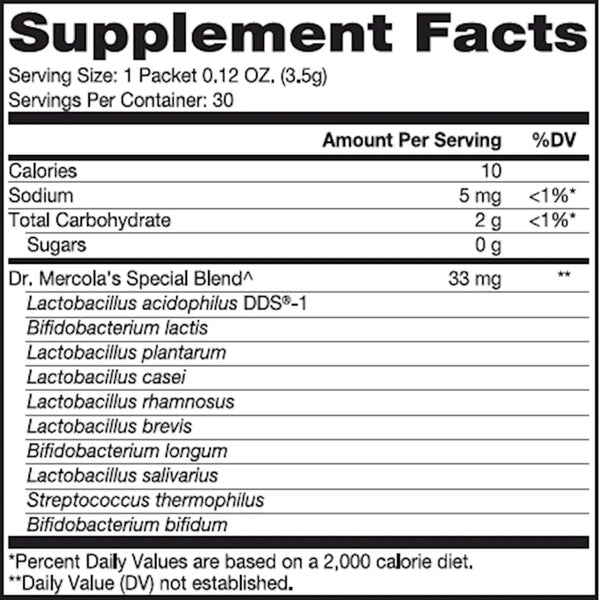 Dr. Mercola's Complete Probiotics Powder Packet for Kids - Natural Raspberry Flavor with Other Natural Flavors