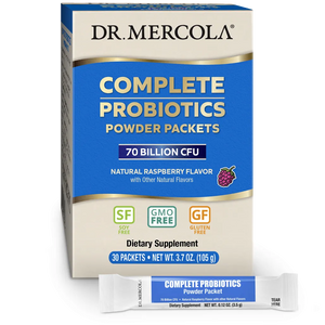 Dr. Mercola Complete Probiotics Powder Packets 70 Billion CFU Natural Raspberry Flavor