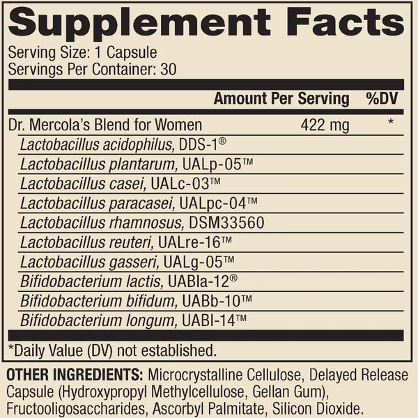 Dr. Mercola Complete Probiotics for Women 70 Billion CFU Dietary Supplement, 90 Capsules