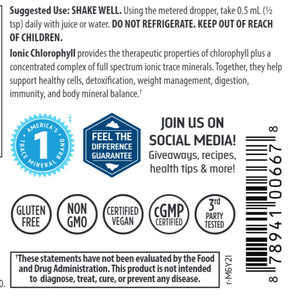 Concentrated Ionic Chlorophyll high potency 6000 mg Trace Minerals Research